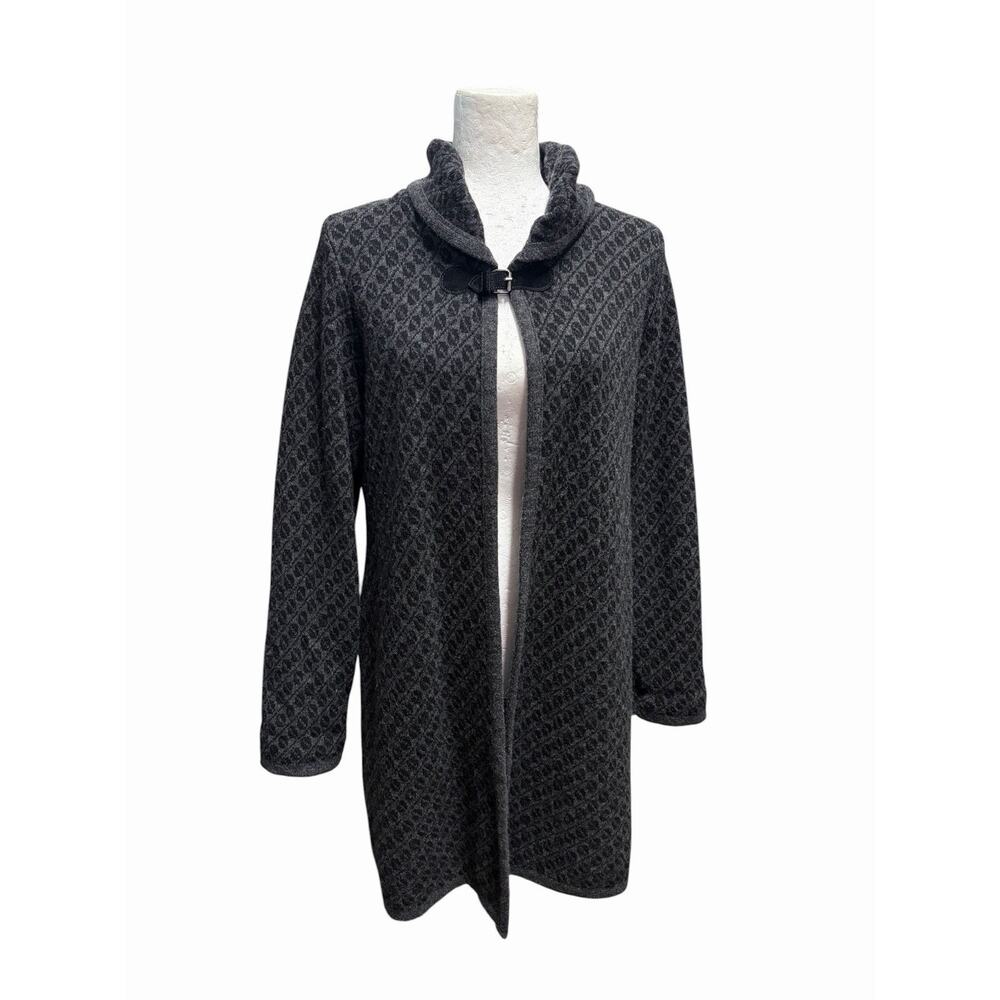 Chiaramente Cloak Open Cardigan Wool Blend Black Gray Made In Italy Medium